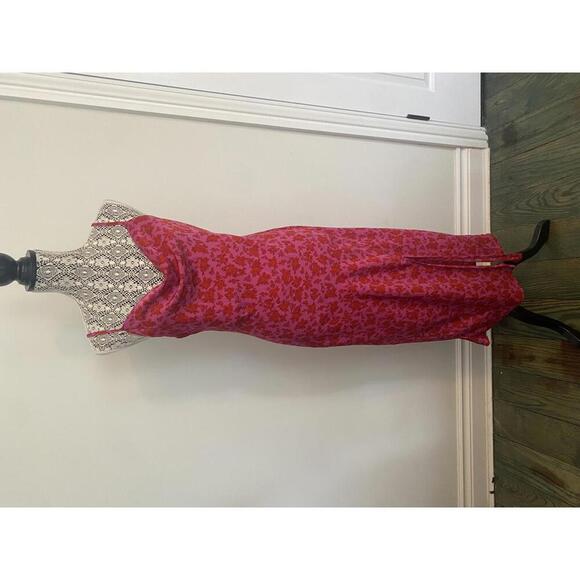 Dex satin slip dress size M red pink floral - Picture 1 of 6